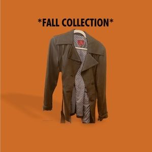 cole haan brown leather coat